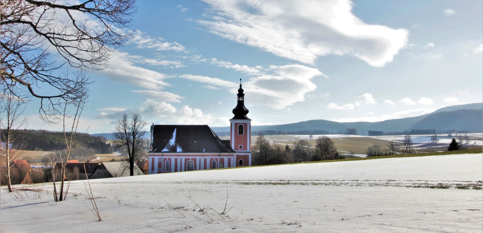 Kostel Božanov zima 2