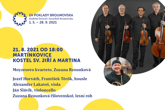 Slovenské Moyzesovo kvarteto připomene na festivalu Za poklady Broumovska výročí narození Antonína Dvořáka