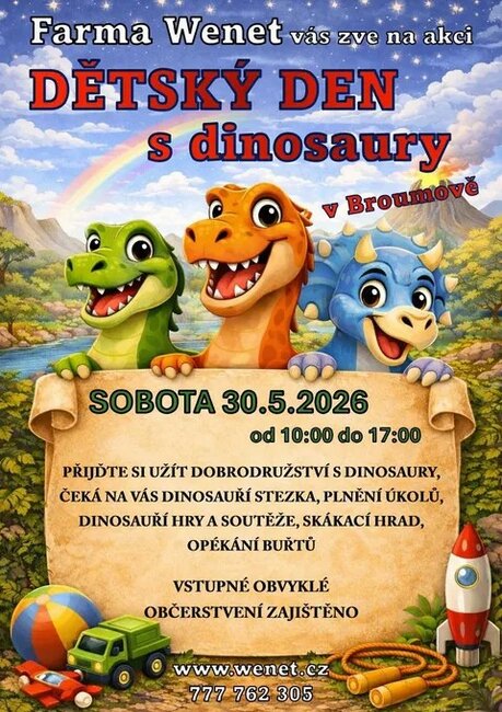 Dětský den s dinosaury na Farmě Wenet