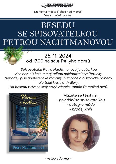 Beseda se spisovatelkou Petrou Nachtmanovou