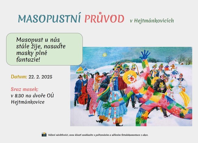 Masopustní průvod v Hejtmánkovicích