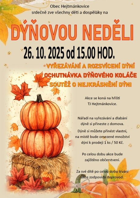 Dýňová neděle v Hejtmánkovicích