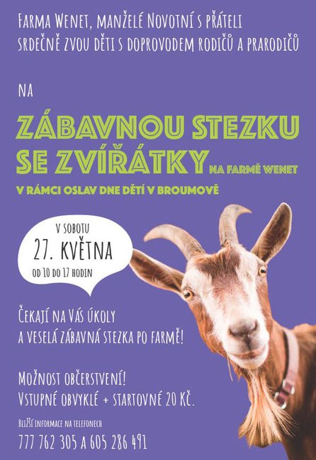 Zábavná stezka se zvířátky na farmě Wenet