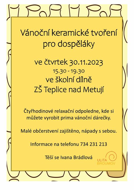 Vánoční keramické tvoření pro dospěláky