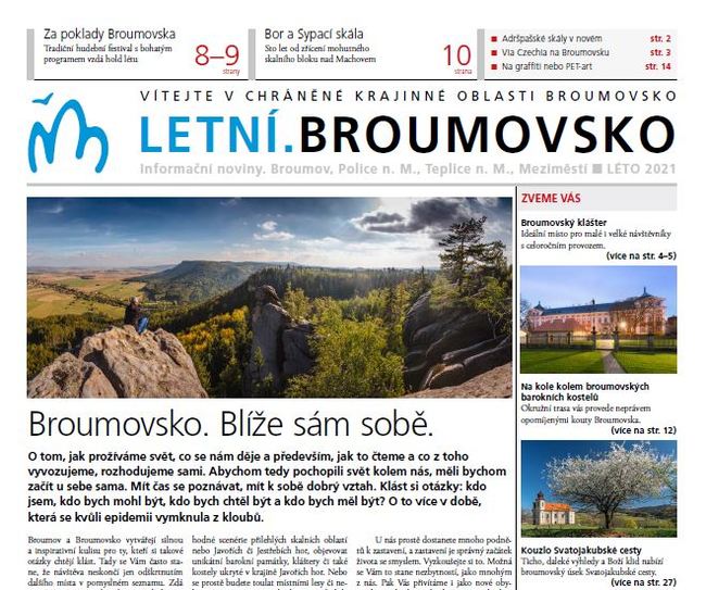 Turistické noviny Letní.Broumovsko vyjdou již 31. 3. 2021. Těšte se!
