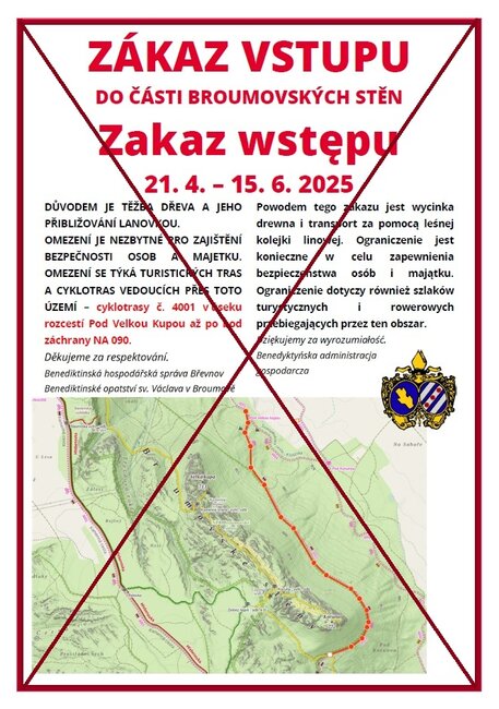UKONČENÍ OMEZENÍ VSTUPU do části Broumovských stěn