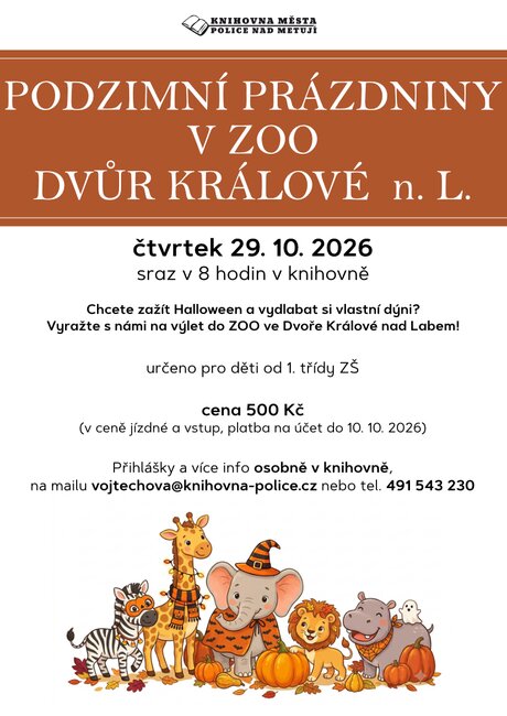 Podzimní prázdniny v ZOO Dvůr Králové nad Labem