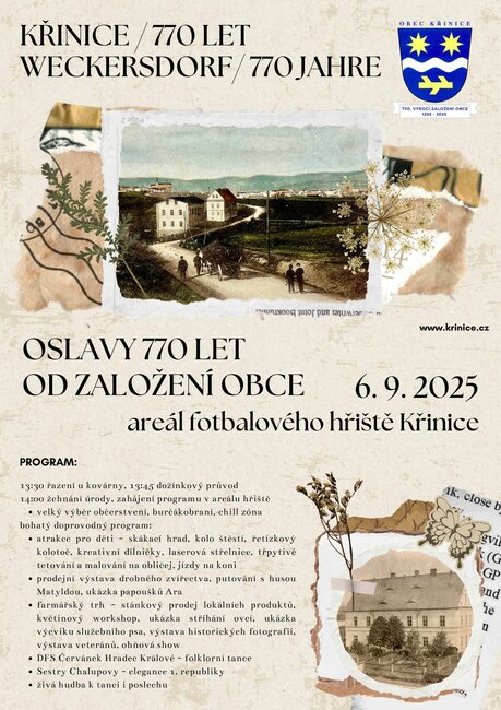 Oslavy 770 let založení obce Křinice