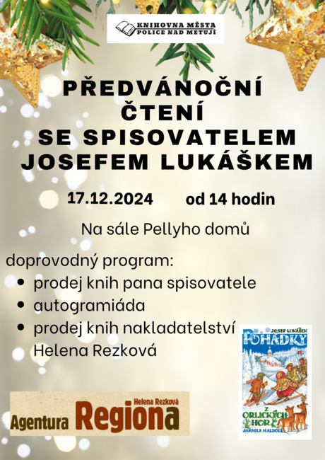 Předvánoční čtení se spisovatelem Josefem Lukáškem