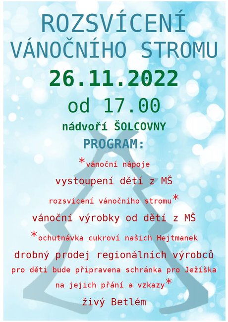 Rozsvícení vánočního stromu v Hejtmánkovicích