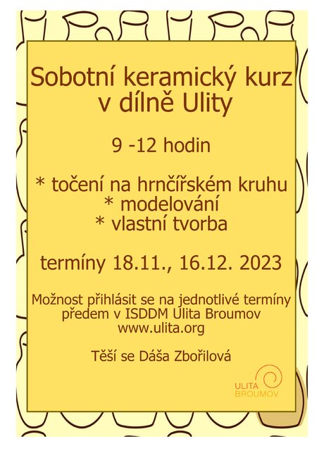 Sobotní keramický kurz v Ulitě