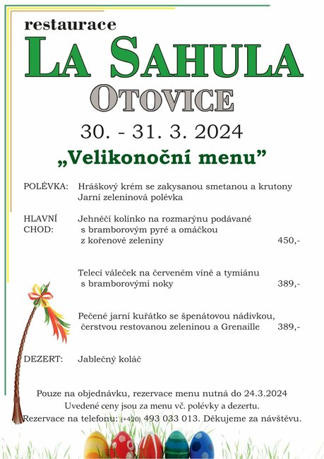 Velikonoční menu v La Sahule