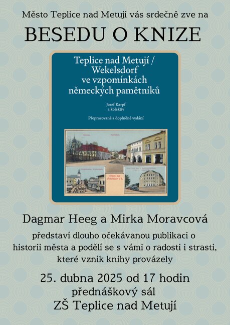 Beseda o knize Teplice nad Metují/Wekelsdorf ve vzpomínkách německých pamětníků